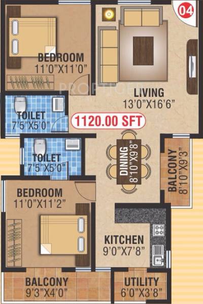 NCN Gold (2BHK+2T (1,120 sq ft) 1120 sq ft) NCN Gold (2BHK+2T (1,120 sq ft) 1120 sq ft)