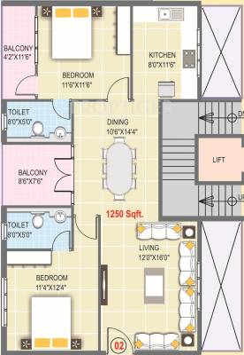 RMK SAS Swaroop (2BHK+2T (1,250 sq ft) 1250 sq ft) RMK SAS Swaroop (2BHK+2T (1,250 sq ft) 1250 sq ft)
