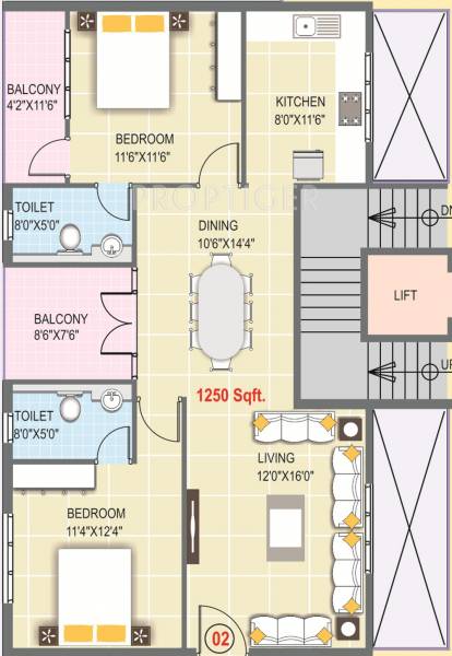 RMK SAS Swaroop (2BHK+2T (1,250 sq ft) 1250 sq ft)