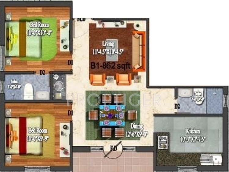 Devi Aishwariyam (2BHK+2T (862 sq ft) 862 sq ft)