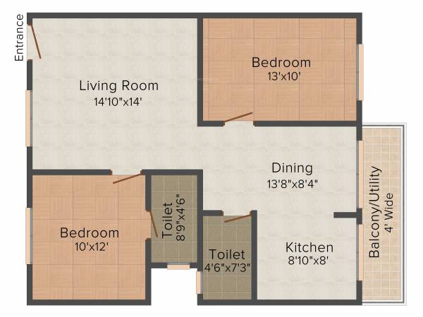 Satkeerthi Symphony (2BHK+2T (1,045 sq ft) 1045 sq ft)