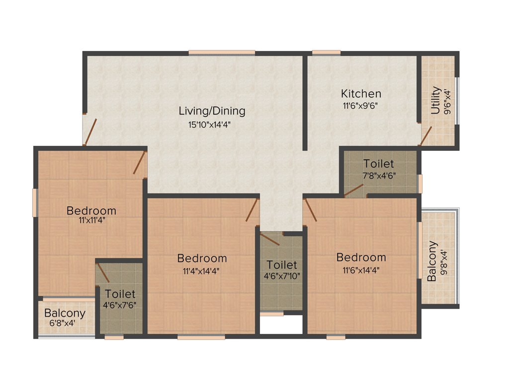 Pioneer Moonstone (3BHK+3T (1,521 sq ft) 1521 sq ft)