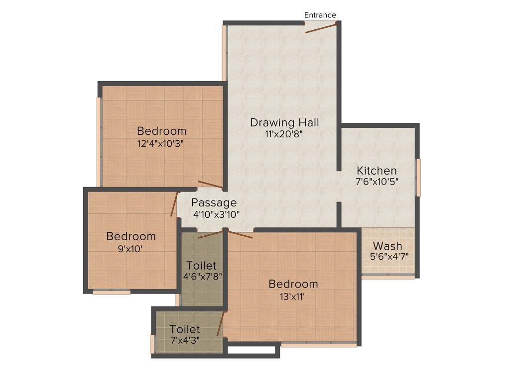 Aaryan Embassy (3BHK+2T (1,440 sq ft) 1440 sq ft)