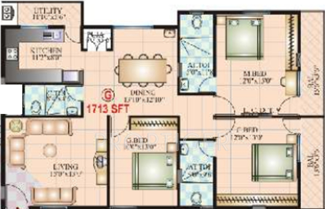Vaishnavi Prakash Emerald (3BHK+3T (1,713 sq ft) 1713 sq ft) Vaishnavi Prakash Emerald (3BHK+3T (1,713 sq ft) 1713 sq ft)