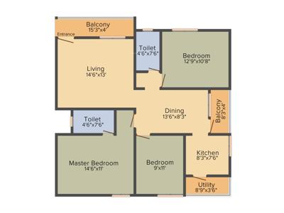 Shiva Highland (3BHK+3T (1,320 sq ft) 1320 sq ft)