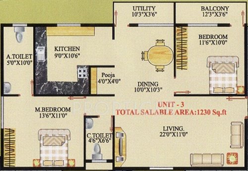 Shakthi Shakthi Residency (2BHK+2T (1,230 sq ft)   Pooja Room 1230 sq ft)