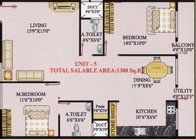 Shakthi Shakthi Residency (2BHK+2T (1,300 sq ft)   Pooja Room 1300 sq ft)