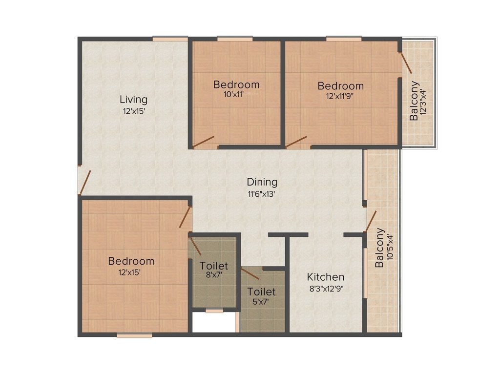 SNR Wind Mill (3BHK+2T (1,450 sq ft) 1450 sq ft)