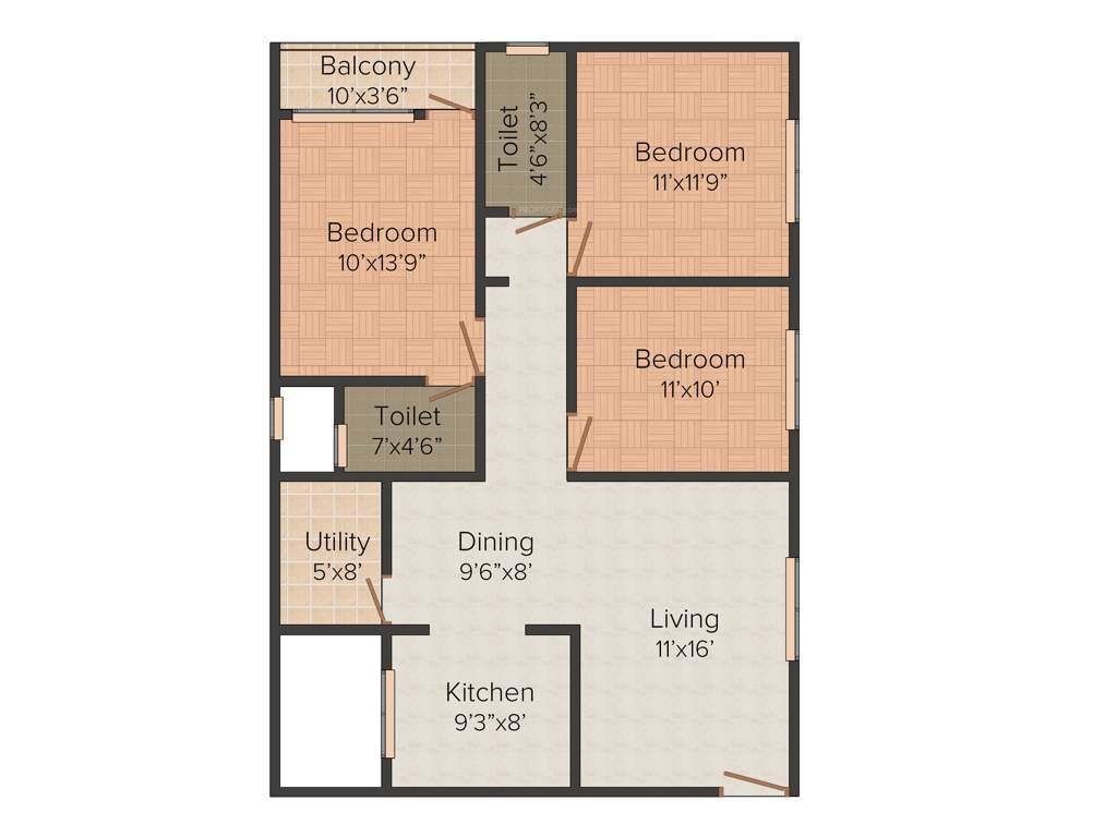 Shivaganga Melody (3BHK+3T (1,275 sq ft) 1275 sq ft)