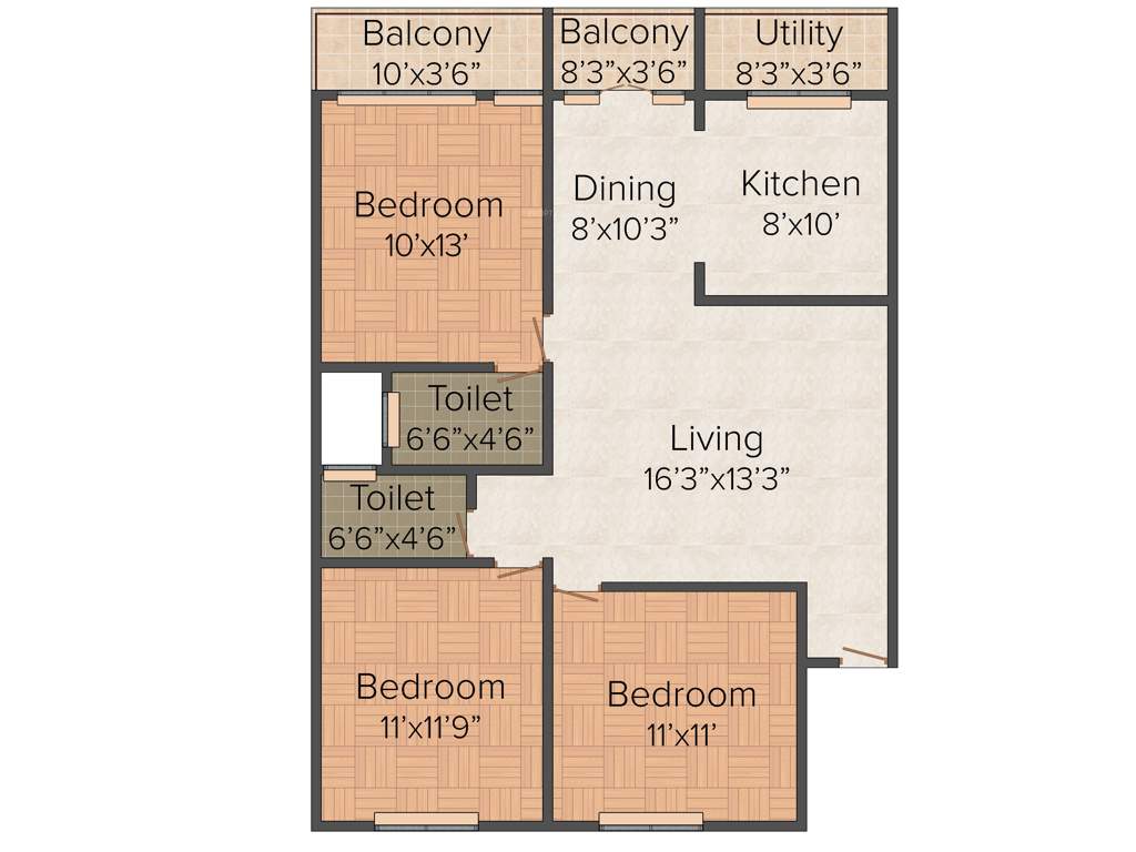 Shivaganga Melody (3BHK+3T (1,325 sq ft) 1325 sq ft)
