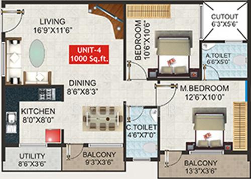 Shivaganga Smaran (2BHK+2T (1,000 sq ft) 1000 sq ft)