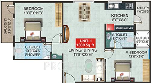 Shivaganga Smaran (2BHK+2T (1,030 sq ft) 1030 sq ft)