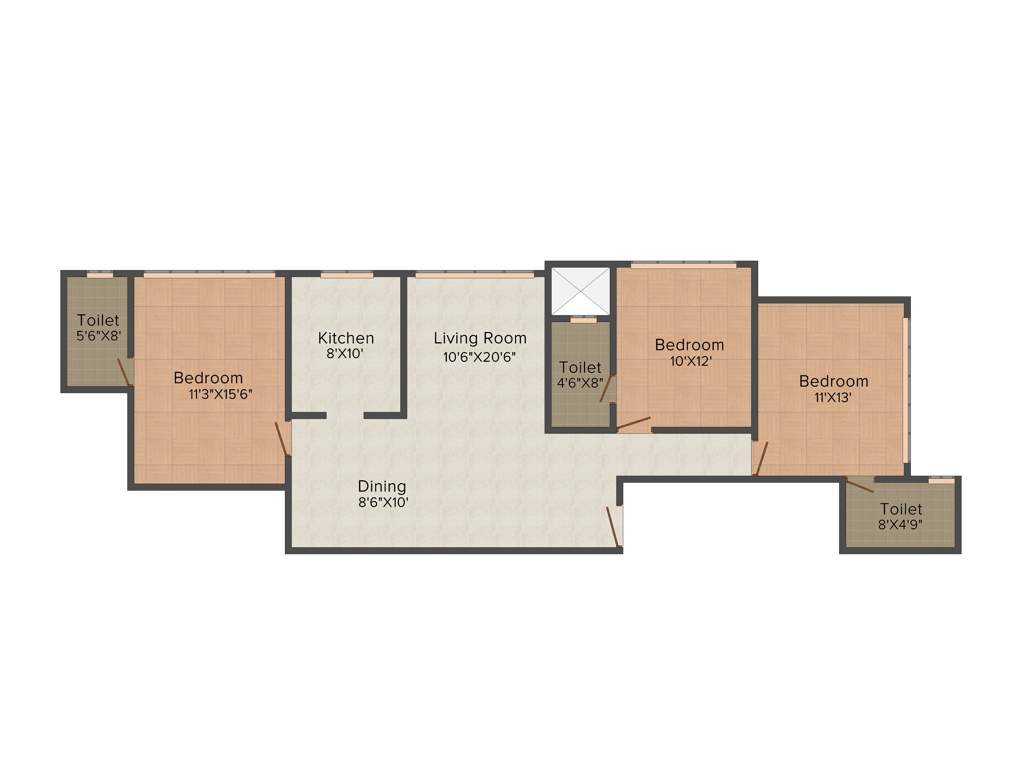 Pruthvi Tulsi Niwas (3BHK+3T (981 sq ft) 981 sq ft)