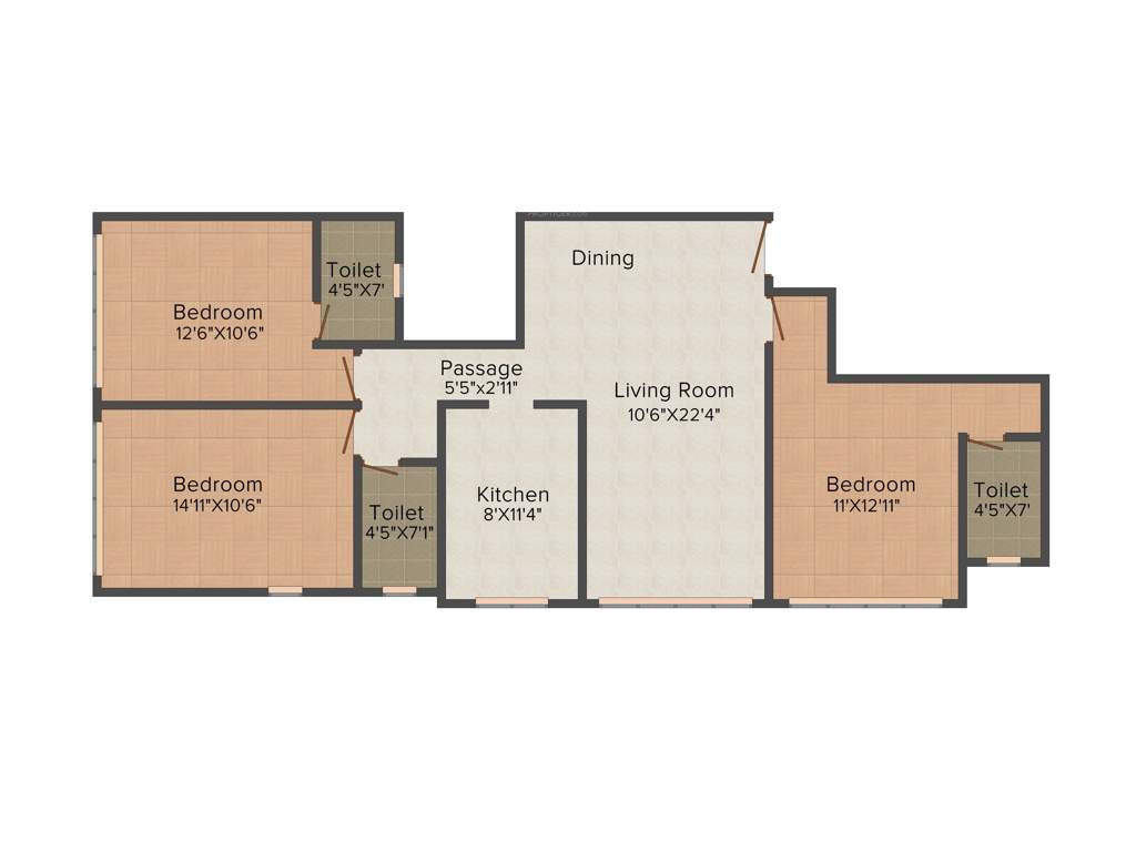 Pruthvi Tulsi Niwas (3BHK+3T (1,018 sq ft) 1018 sq ft)