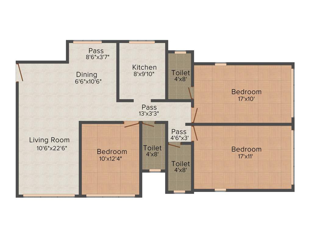 Pruthvi Tulsi Niwas (3BHK+3T (1,056 sq ft) + Pooja Room 1056 sq ft)