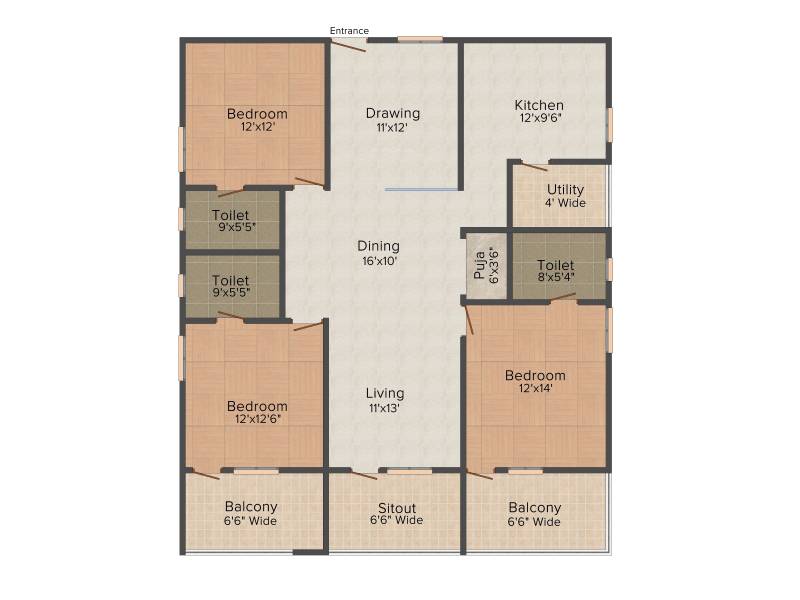 Lansum Greens (3BHK+3T (2,030 sq ft) + Pooja Room 2030 sq ft)