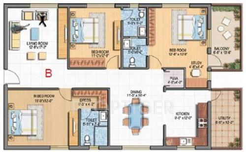  Jewel (3BHK+3T (2,580 sq ft) 2580 sq ft)