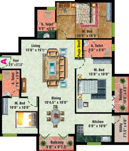 Ravimurugaa Sree Saila (3BHK+3T (1,510 sq ft) 1510 sq ft)