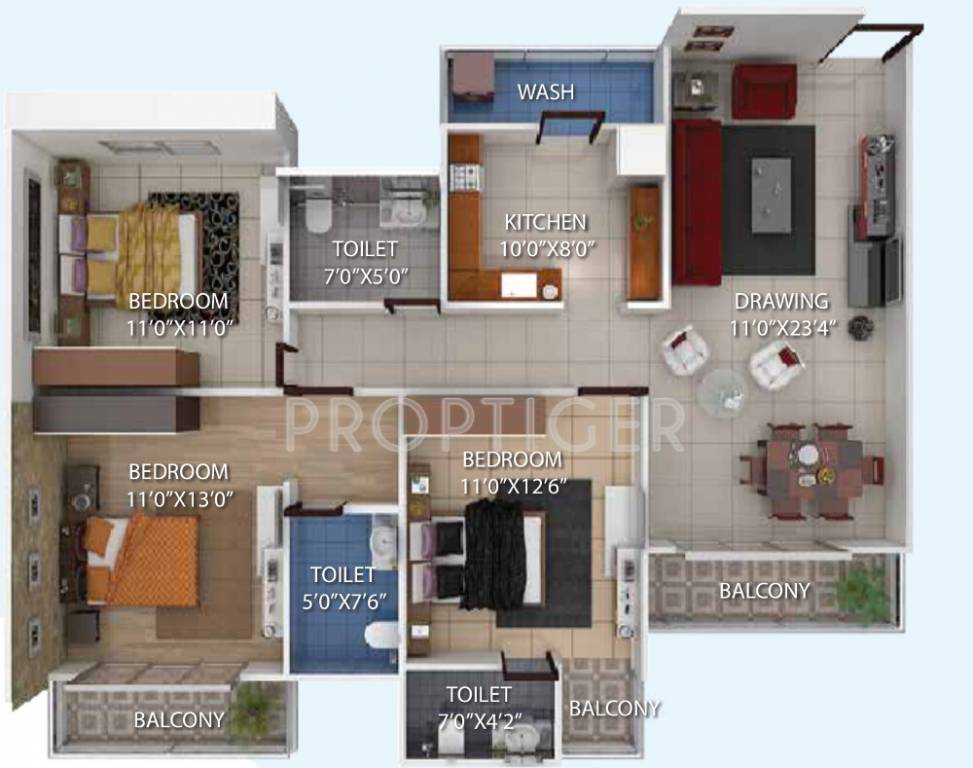 Windsor Aralia (3BHK+2T (1,409 sq ft) 1409 sq ft) Windsor Aralia (3BHK+2T (1,409 sq ft) 1409 sq ft)
