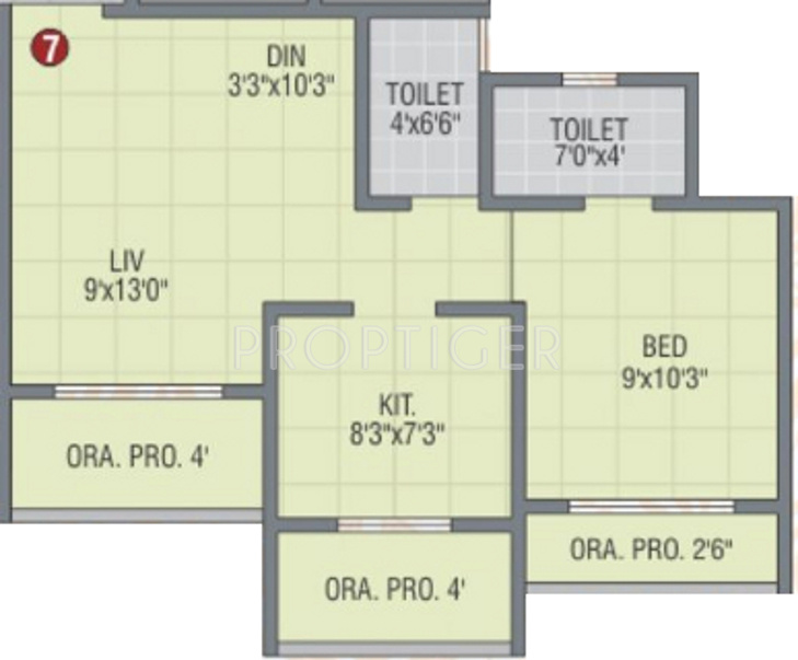 Ami Pink City (1BHK+2T (689 sq ft) 689 sq ft)