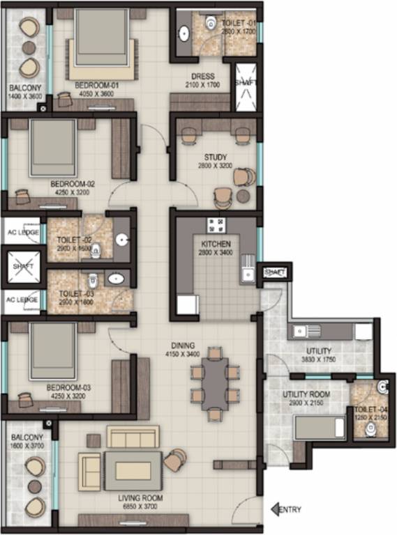 Sobha Isle (3BHK+3T (2,362 sq ft) + Study Room 2362 sq ft) Sobha Isle (3BHK+3T (2,362 sq ft) + Study Room 2362 sq ft)
