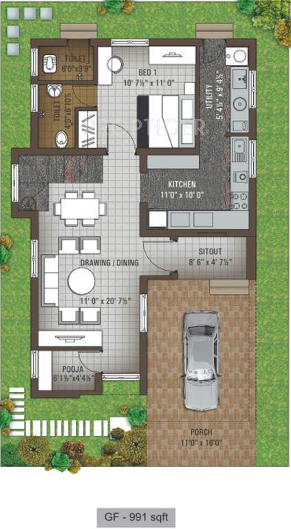 Advaitaa Orange Blossom Villa (3BHK+4T (1,661 sq ft) + Pooja Room 1661 sq ft)