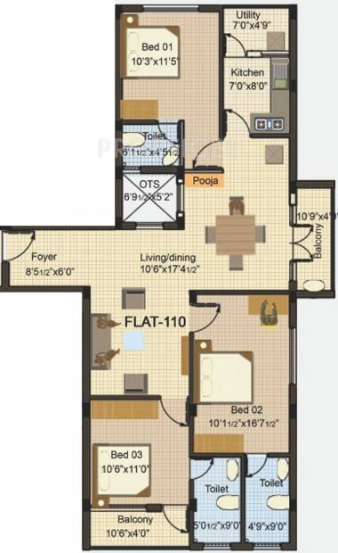 Triumph Casablanca (3BHK+3T (1,497 sq ft) 1497 sq ft)