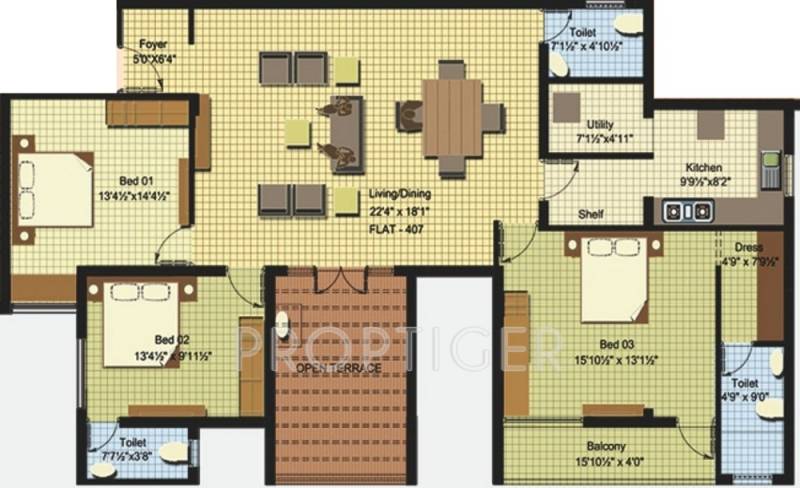 Triumph Casablanca (3BHK+3T (1,925 sq ft) 1925 sq ft)