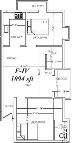 Himang Yogi Castle (2BHK+2T (1,094 sq ft) 1094 sq ft)
