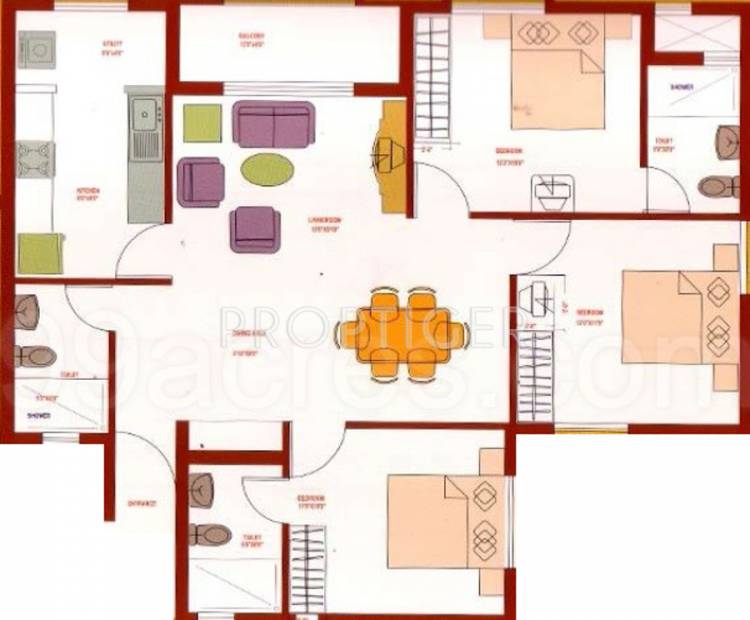 SMS Lakeview (3BHK+3T (1,530 sq ft) 1530 sq ft)