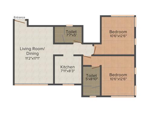 Fortune Paradise (2BHK+2T (1,300 sq ft) 1300 sq ft)
