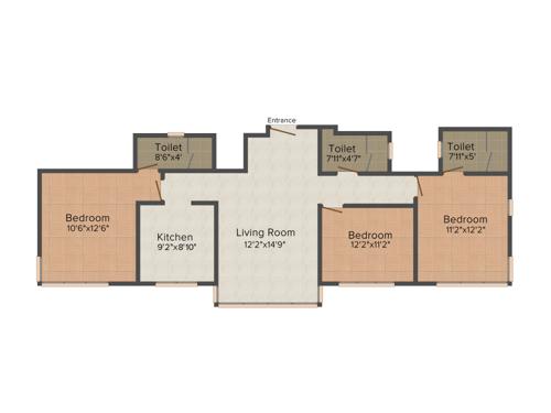 Fortune Paradise (3BHK+3T (1,800 sq ft) 1800 sq ft)