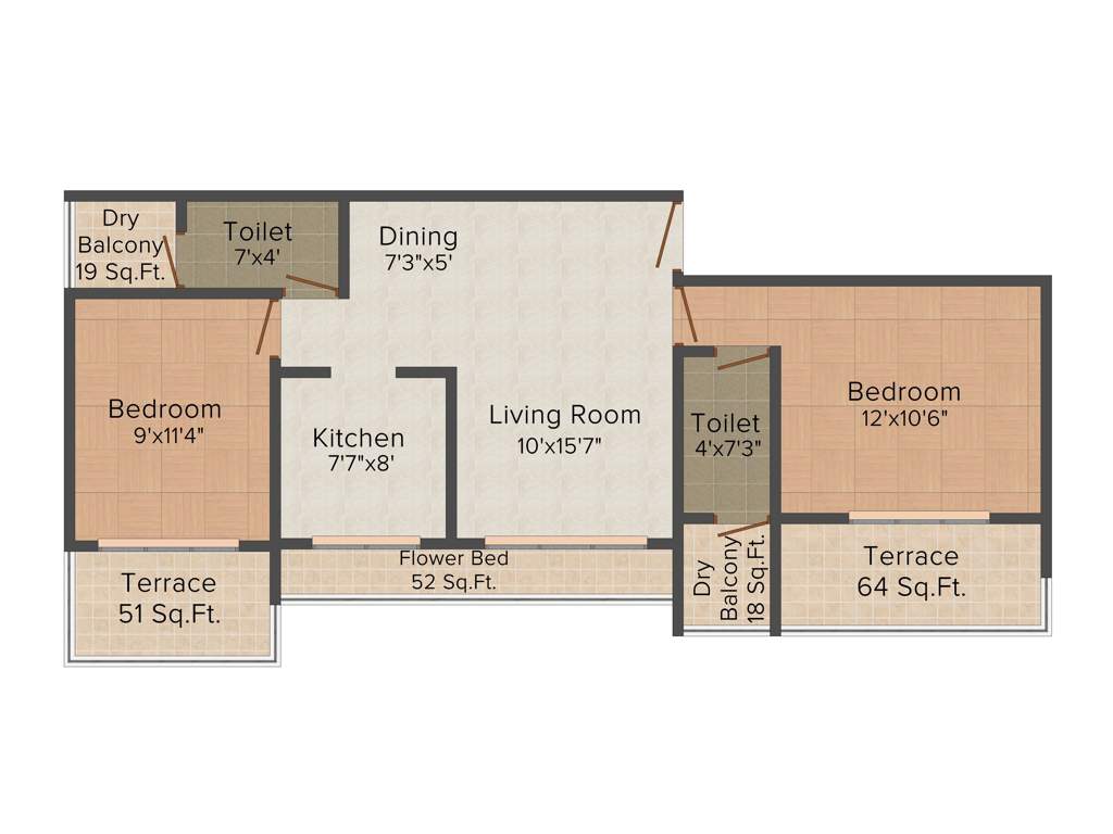 Shagun White Wings (2BHK+2T (1,165 sq ft) 1165 sq ft)