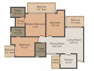 Jay Shiva Earthmovers And Construction Parx Residency 3BHK+3T (1,565 sq ft)