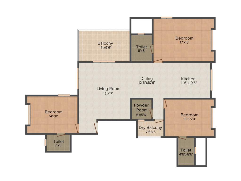 Signet Rajas (3BHK+4T (1,863 sq ft) 1863 sq ft)