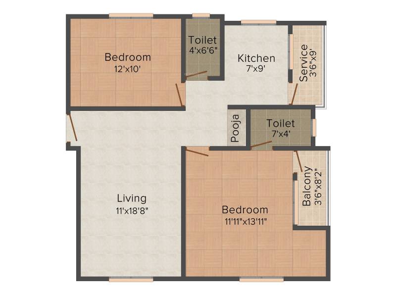 Anu Krish Flats (2BHK+2T (1,029 sq ft) + Pooja Room 1029 sq ft)