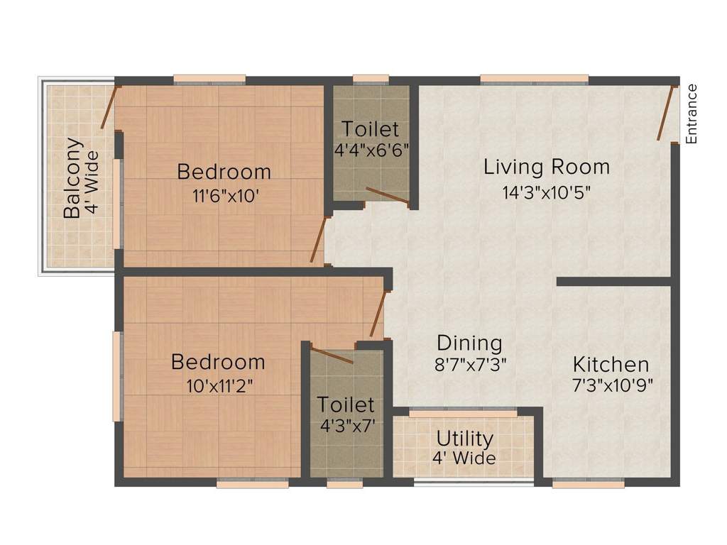 Hita Malibu Rosita (2BHK+2T (992 sq ft) 992 sq ft)
