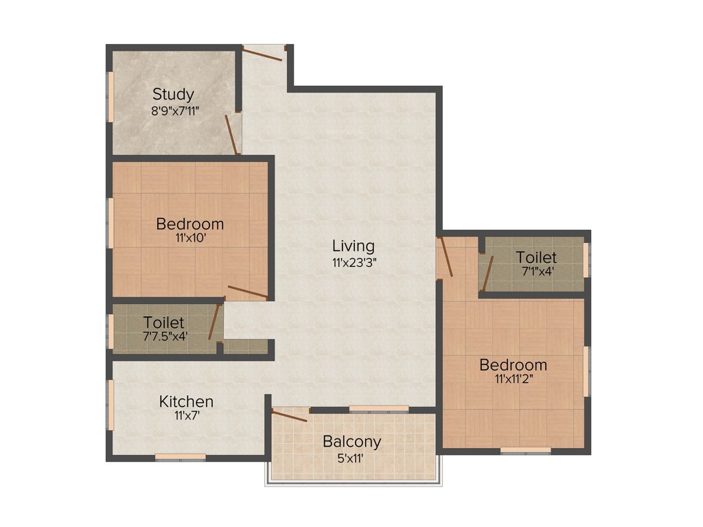 Anu Amirtha Varshni (2BHK+2T (1,124 sq ft) + Study Room 1124 sq ft)