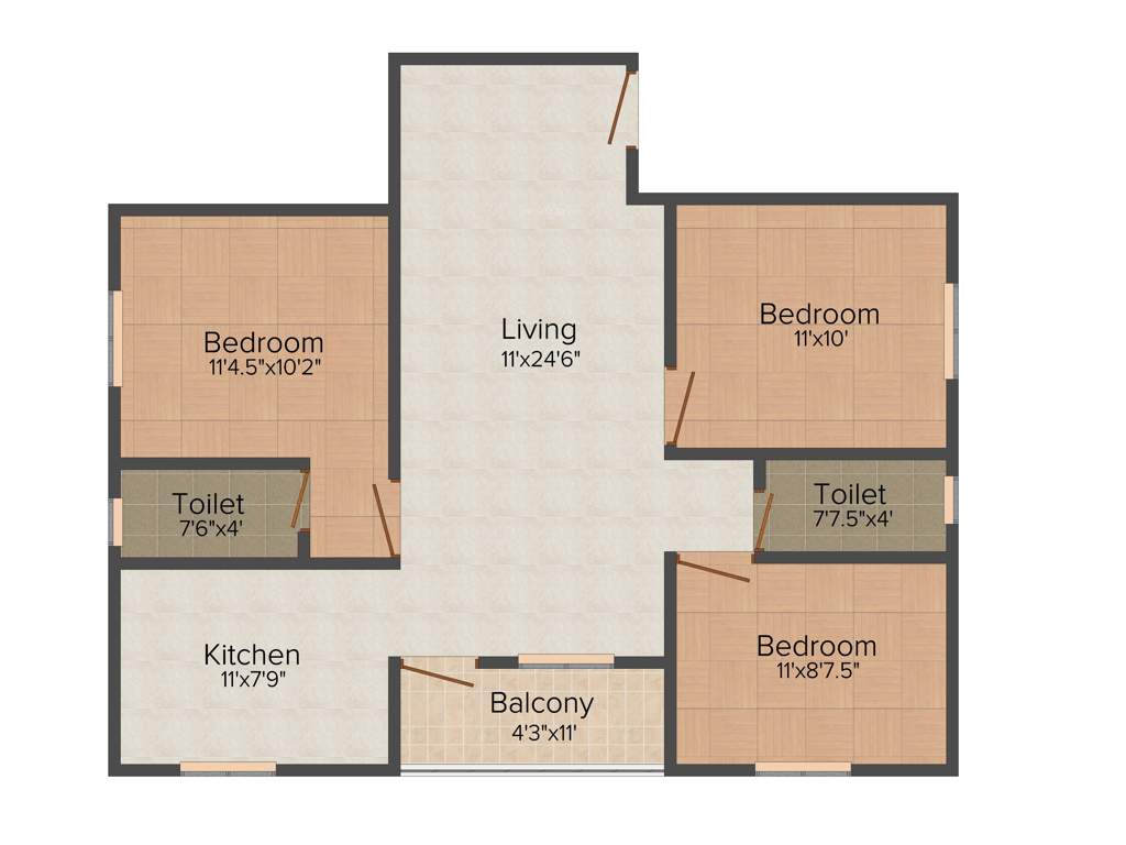 Anu Amirtha Varshni (3BHK+2T (1,125 sq ft) 1125 sq ft)