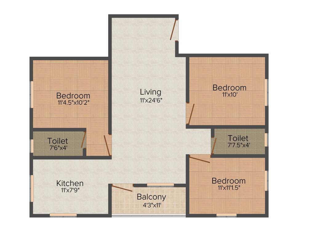 Anu Amirtha Varshni (3BHK+2T (1,156 sq ft) 1156 sq ft)