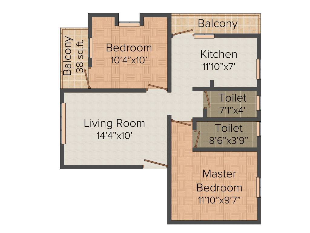 Anu Ratriya Flats (2BHK+2T (858 sq ft) 858 sq ft)