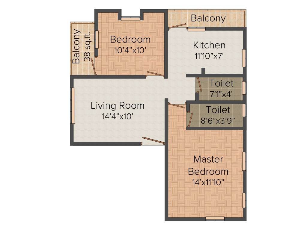 Anu Ratriya Flats (2BHK+2T (934 sq ft) 934 sq ft)