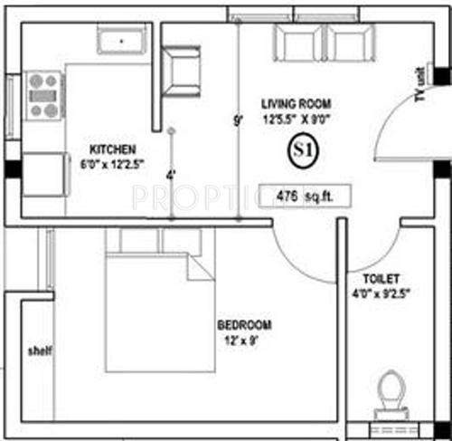 Anu Srinivasa Garden (1BHK+1T (476 sq ft) 476 sq ft)