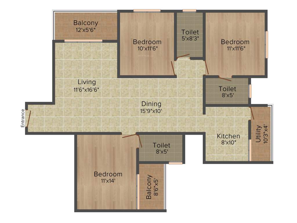 Purvi The Pristine (3BHK+3T (1,595 sq ft) 1595 sq ft)