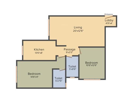 Yash Orion (2BHK+2T (1,370 sq ft) 1370 sq ft)