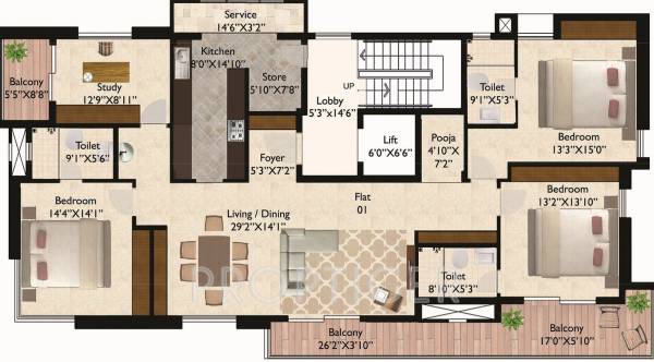 Ceebros Vishwas (3BHK+3T (2,670 sq ft) Study Room 2670 sq ft) Ceebros Vishwas (3BHK+3T (2,670 sq ft) Study Room 2670 sq ft)