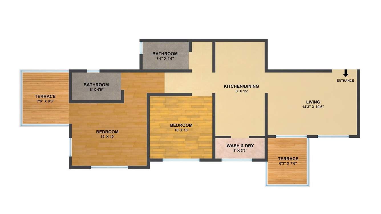 Mont Vert Oystera (2BHK+2T (986 sq ft) 986 sq ft)