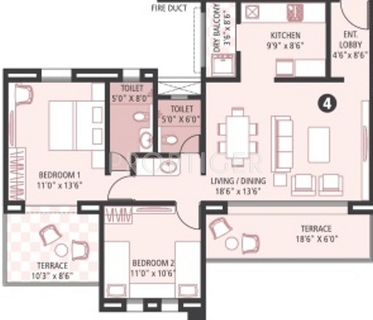 Pethkar Siyona Phase I (2BHK+2T (1,335 sq ft) 1335 sq ft)