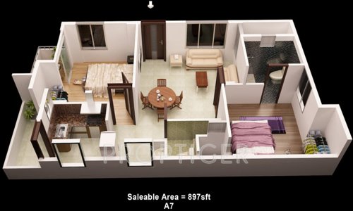 Tristar Aishwarya (2BHK+2T (897 sq ft) 897 sq ft)