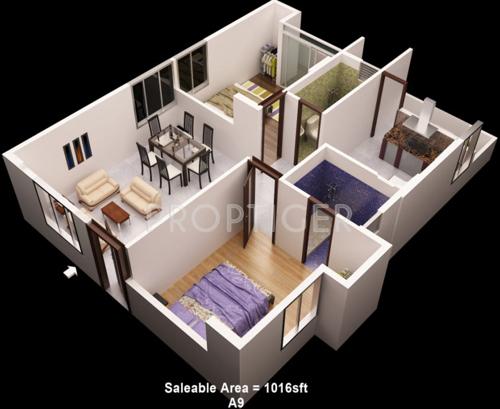 Tristar Aishwarya (2BHK+2T (1,016 sq ft) 1016 sq ft)